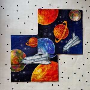 💙 Decoupage 💙 set of 2 napkins Space Shuttle Canvas Rocket planet DIY